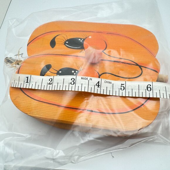 Vtg Jack O Lantern Pumpkin Hand Painted Fall Harvest Primitive Décor 3 Piece Set - Picture 3 of 12